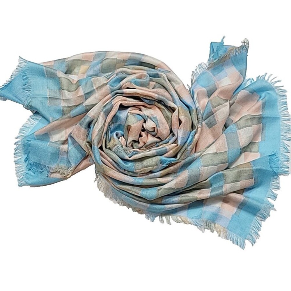 Nordstrom Lightweight Scarf/wrap/shawl Plaid 80x30 55% Cashmere 45% Silk
